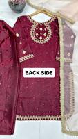 Nouveau TENNECY Ensemble Salwar Farshi Duptta pour femme, de créateur, pour fêtes Diwali, en soie lourde, infroissable, à séchage rapide, réversible, avec haut de travail