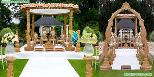 Anmol Mandap floral pour décoration de mariage indien Mandap Anmol somptueux pour mariage Maharani Grand Maharaja Style Golden Damroo Mandap - Product Image 2