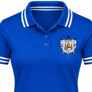 Polo bleu Sigma Gamma Rho pour femme, à manches courtes, col classique, avec lettres grecques brodées, vêtement de sororité, haut décontracté de golf - Product Image 4