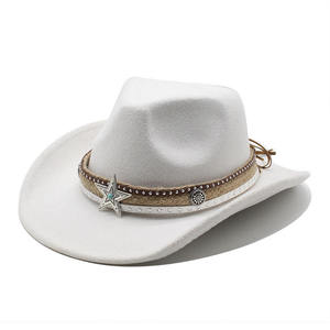 Wholesale <b>Cowboy</b> <b>Black</b> White Western Fashion Big Wide Brim Sombrero Suede Bulk Fedora Felt Cowgirl <b>Hat</b> - Product Image 1