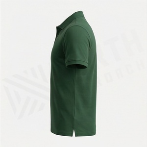 <b>Men's</b> Solid <b>Green</b> Short Sleeve <b>Polo</b> <b>Shirt</b> Cotton Pique Knitted Breathable Casual Style Regular Fit - Product Image 3