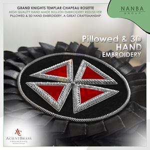 Roseta de Caballero Templario Grand Knights, Roja y Plateada |   Insignias Bordadas a Mano de los Caballeros Templarios Premium |   Insignias de Oro Personalizadas - Product Image 5