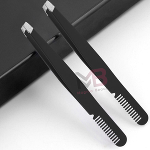 Pinzas de Cejas de Acero Inoxidable con Punta Inclinada de Alta Calidad, Herramientas de Belleza Personalizadas, Cómodas, Ligeras y Ecológicas - Product Image 3