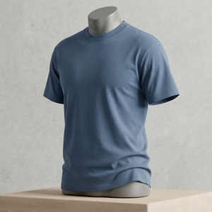 240GSM Heavyweight Cotton T-shirt <b>Slate</b> Blue Custom embroidery Logo Men's Plain Casual Tee High Quality Cotton T-shirt Wholesale - Product Image 3