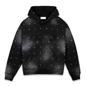 เสื้อฮู้ดดี้ประดับเพชรแบบสั่งทำพิเศษ ไซส์ใหญ่ หนักแน่น สไตล์สตรีทแวร์ แบบซิป สำหรับผู้ชาย ผู้ผลิต OEM/ODM เสื้อฮู้ดดี้ประดับเพชรเต็มตัว - Product Image 5