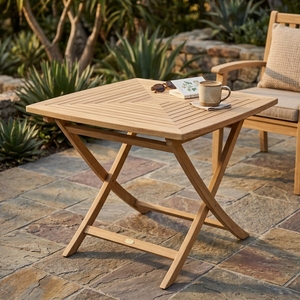 Mesa de Comedor Plegable Cuadrada Moderna de Madera de Teca Sólida Bien Pulida para Exteriores, Hotel, Capacidad para 4 Personas - Product Image 6