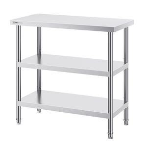 Tavolo da lavoro da cucina commerciale per impieghi gravosi 18X36X34 pollici in acciaio inossidabile tavolo per alimenti 2 da cucina regolabile - Product Image 1