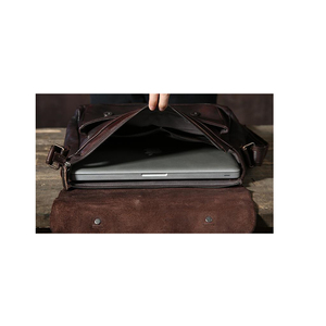 Sac messager en cuir véritable marron uni avec sangle réglable et fermeture à boucle, style classique, unisexe, usage quotidien - Product Image 2