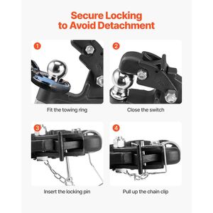 Gancio di traino con capacità di carico di 16000 libbre, combinazione gancio ricevitore da 2 pollici e sfera di traino da 2 pollici per 2 ganci di traino - Product Image 4