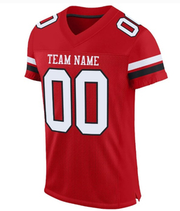 Custom <b>Red</b> Football Jersey With White Numbers And Stripes For Men Adult Size Breathable Polyester <b>Material</b> - Product Image 1