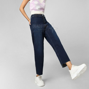 Customized Your Own Design <b>Women</b> Breathable Spring <b>Jeans</b> Pants OEM Service Latest Style 100% Cotton Wide Leg - Product Image 5