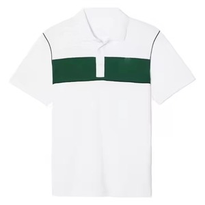 เสื้อคอสูงแขนสั้นผู้ชาย ทรงปกติ สไตล์ลำลอง ผ้าถักเจอร์ซีย์ 100% คอตตอน ระบายอากาศได้ดี สีพื้นตัดกัน - Product Image 6