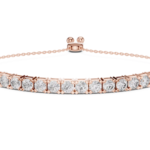 Pulsera de tenis de oro rosa de 14K ajustable con diamantes cultivados en laboratorio, elegante cadena de corte brillante redondo, línea minimalista de lujo - Product Image 1