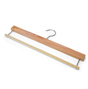 Cintre en bois avec barre rembourrée, crochet en acier inoxydable, forme rectangulaire, design minimaliste pour placard, simple niveau - Product Image 1