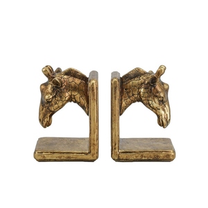 Vintage design gold giraffe bookend set decorative animal <b>book</b> holder safari wildlife sculpture design customization available - Product Image 1