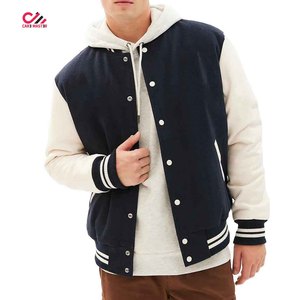 Vintage Men's Baseball Varsity Jacket Quilted <b>Lined</b> Woolen Fabric Winter Warm <b>Coat</b> Plus Size Varsity Jacket With Hood - Product Image 3