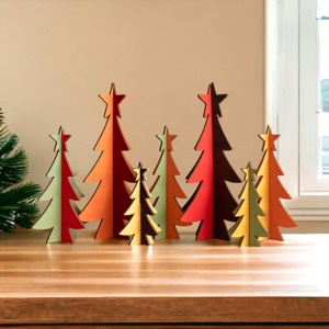 Multicolor Wooden Christmas Tree Set for Home Decor Table Display Festive Holiday <b>Decoration</b> And Gift for <b>Winter</b> Celebration - Product Image 4