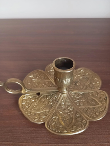 Vintage Solid <b>Brass</b> Chamber Candlestick <b>Holder</b> With Finger Loop Heavy <b>Brass</b> Chamberstick Portable Taper <b>Candle</b> <b>Holder</b> - Product Image 3