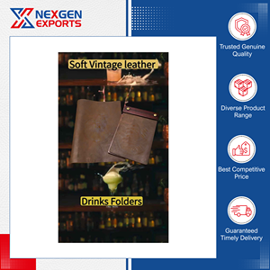 ปกเมนูหนัง PU สไตล์วินเทจคุณภาพสูงจากโรงงานโดยตรง แฟ้มใส่บิลสำหรับร้านอาหาร Nexgen Exports รับผลิตตามสั่ง - Product Image 2