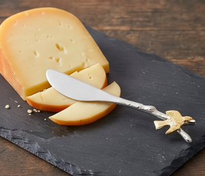Stainless Steel Cheese <b>Knife</b> <b>Spreader</b> With Branch Shaped Handle And Gold Bird Decor For Kitchen Use - Product Image 4