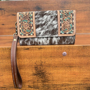 Nueva gran oferta, conjuntos de lujo de cuero de vaca a mano para mujer, bolso de mano de cuero de vaca genuino y bolso de mano, Combo de 2 piezas para mujer - Product Image 6