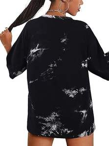 Camisetas Holgadas con Hombros Caídos para Mujer, Tie Dye Vintage, Lavado Ácido, Estilo Urbano, Camisetas con Tinte Degradado, Transpirables, 100% Algodón - Product Image 2