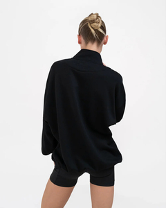 Sudadera de Invierno para Mujer, Negra, con Hombros Caídos, Cierre de Cremallera, Oversize, Cómoda, de Algodón, con Logotipo Personalizado, de la Mejor Calidad, al por Mayor - Product Image 3