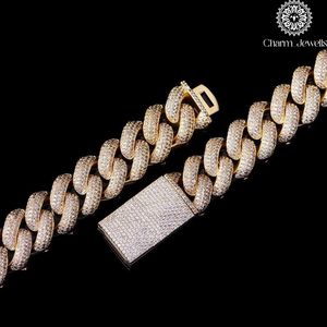 สร้อยคอผู้ชาย Charm_Jewells ชุบทอง 14K ประดับเพชรโมอิสซาไนต์ทรงบริลเลียนต์แบบไมโครอินเซ็ต สไตล์ฮิปฮอป พร้อมใบรับรอง IGI เหมาะสำหรับงานปาร์ตี้ - Product Image 6