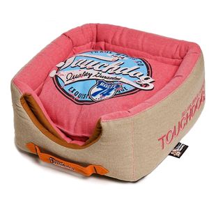 2-in-1 Convertible and Reversible Vintage Printed Squared Collapsible Dog House Bed for Your Furry Friend - Product Image 1