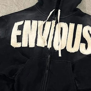 Conjunto de Sudadera con Capucha y Pantalones Deportivos Personalizados, Estilo Streetwear, con Bordado Desgastado, Apliques y Parches, Lavado Ácido, para Hombre y Mujer - Product Image 4