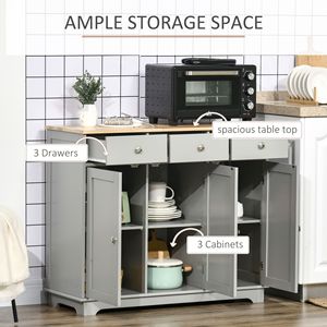 Adjustable Shelf 3 Drawers Gray Kitchen <b>Storage</b> <b>Sideboard</b> Stainless Steel Floor Cupboard with Solid Wood Top Dining Application - Product Image 4