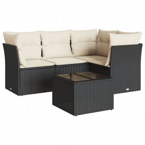 Conjunto de Sofás Modulares Grandes de Ratán PE Negro para Jardín, Muebles de Exterior Elegantes - Product Image 2