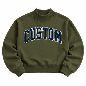 Sudadera de Cuello Alto Color Verde Oliva para Niños, Material de Felpa de Algodón, Nueva Moda, Transpirable, Corte Regular, para Usar en Todas las Estaciones - Product Image 1