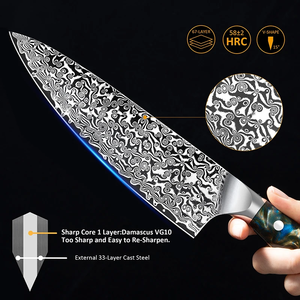 Couteau de Chef de Luxe LEGACY BLADES en Acier Damas, Manche en Résine, Tranchant comme un Rasoir, Vente en Gros Directe Usine - Product Image 6
