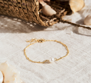 Freshwater Pearl 18K Gold Plated Satellite Chain <b>Bracelet</b> Elegant Handmade Jewelry for Women Minimalist Wedding & Party - Product Image 1