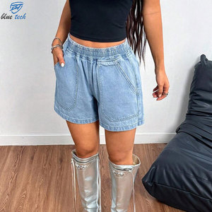Premium <b>Jean</b> Women's Denim Shorts <b>Elastic</b> Waistband Light Blue Casual Summer Shorts OEM ODM Wholesale Factory - Product Image 5