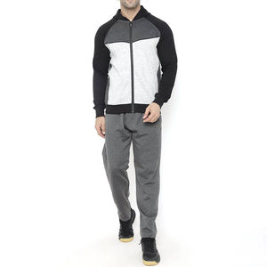 Mens Grey Black Color Block Tracksuit Set Full <b>Zip</b> <b>Hooded</b> Sweatshirt Jogger Pants Athletic Sportswear Casual Two Piece - Product Image 1