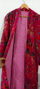 Bata Kimono de Algodón con Estampado Artesanal, Cuello en V, de Secado Rápido, Manga Larga, Larga hasta el Suelo, Ligera, Hecha a Mano, para Verano, Ideal para Damas de Honor - Product Image 4