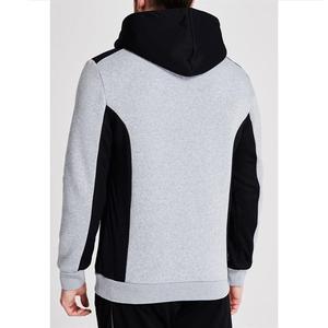 Sweat-shirt à capuche pour homme gris et noir avec empiècements, en polaire décontracté avec poches zippées, coupe classique, idéal pour l'automne - Product Image 2