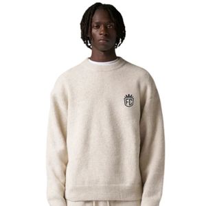 Pull en tricot beige, coton doux de qualité supérieure, confortable, élégant, coupe ajustée, pour un port décontracté toute la journée - Product Image 6
