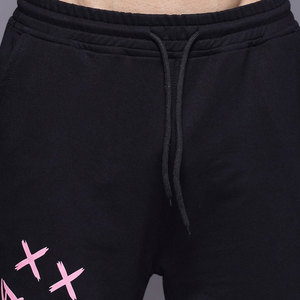 Pantalon de jogging décontracté pour homme en coton noir, taille élastique avec cordon de serrage, style urbain, motif lettres imprimées, collection automne - Product Image 6