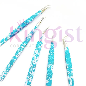 Beauty Parlor Saloon <b>Set</b> 2 Pieces Eyebrow Eyelash Extension Tweezers Customized Color Serrated Tip A+ Grade - Product Image 2