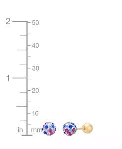 Orecchini a Perno Reversibili con Sfera di Cristallo Rosa e Blu per Bambini in Oro 14k |   Macy's - Product Image 3