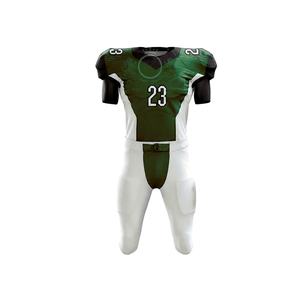 Ensemble d'uniformes de football américain pour hommes, vert et blanc, imprimé par transfert thermique, numéro 23, manches courtes, évacuation de l'humidité, coupe ajustée, maille sur le devant - Product Image 2