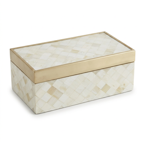 Organisateur de table artisanal en os incrusté avec bordure en laiton et motif en treillis, fabrication sur mesure OEM ODM, vente en gros DECORYUG - Product Image 2