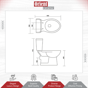 Offre incroyable sur une toilette à poser au sol de qualité supérieure, moderne, en céramique blanche, deux pièces, pour usage domestique et commercial - Product Image 2