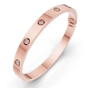 กำไลข้อมือเพชรแล็บทรงกลมแบบฝังเรียบ ทอง 14k / 18k ระยิบระยับ (3 กะรัต) ทูวี. เครื่องประดับที่ได้รับการรับรองจาก IGI คุณภาพ VS1 สำหรับผู้หญิง - Product Image 6
