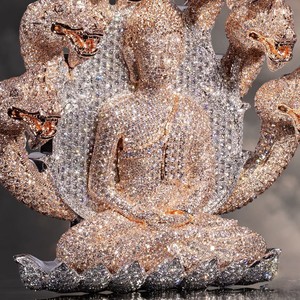 Colgante de Buda de Moissanita Personalizado Estilo Hiphop, Chapado en Rodio, Plata 925, VVS, Iced Out - Product Image 4