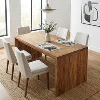 Table à manger rectangulaire de luxe en teck massif brun, style minimaliste, pour cuisine, grande table de travail familiale, décoration