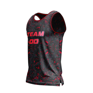เสื้อบาสเก็ตบอลแบบอเมริกัน แขนกุด แบบกลับด้านได้ คุณภาพสูง พิมพ์ลายแบบ Sublimation  ออกแบบชื่อทีมและหมายเลขได้เอง - Product Image 1